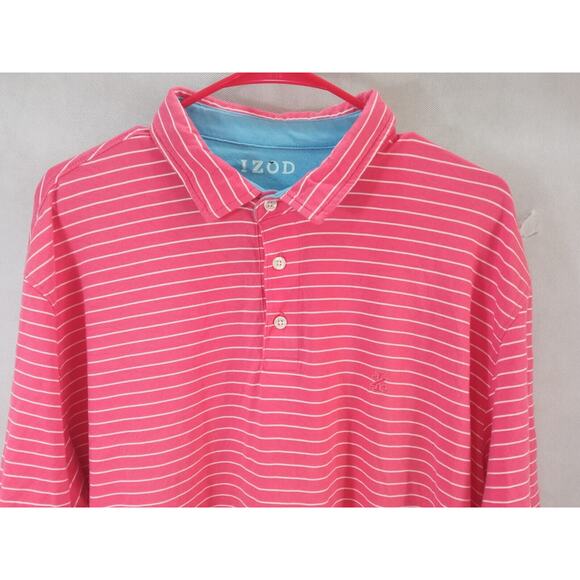 IZOD Men's Polo Golf Short Sleeve Shirt Size X-Large Color Red/White Strips - Picture 6 of 6